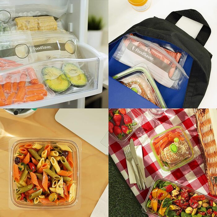 Вакууматор для продуктів Foodsaver FFS005X з вбудованим відсіком для рулонів, режимом для делікатних продуктів та набором пакетів