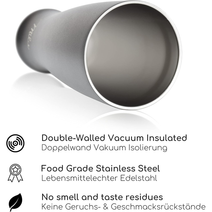 Термокухоль для пива Milu Weizenbierglas з нержавіючої сталі з кришкою, 500 мл, чорний - подарунок для чоловіків