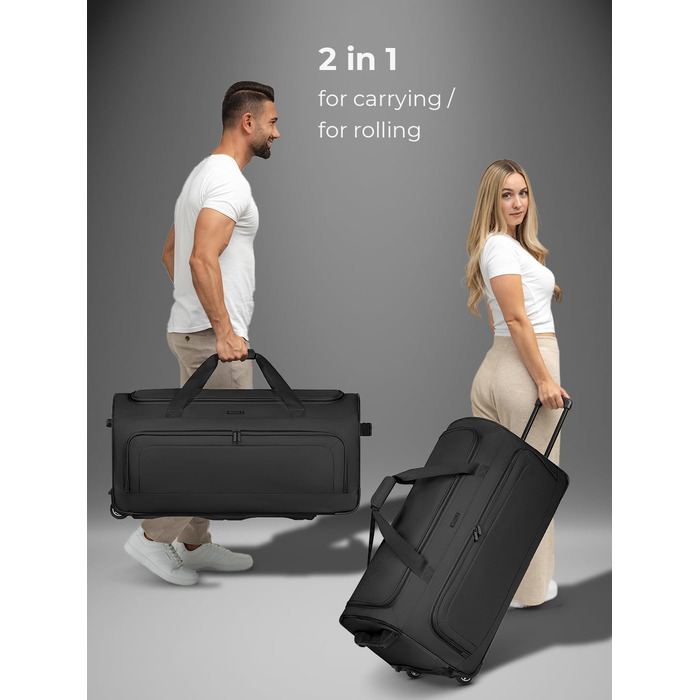 Дорожня сумка REDOLZ XL Trolley 81 см, 100 л, чорна, нестандартний розмір для чоловіків і жінок