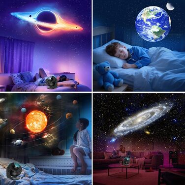Проєктор зоряного неба Sternenhimmel 13 в 1: Галактика, космонавт, планетарій для декору кімнати, подарунок дітям та дорослим - Чорний