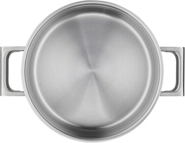 Каструля WMF Ultimate Cool 24 см з нержавіючої сталі Cromargan з індукційним дном, 4.1л, з кришкою з нержавіючої сталі, з внутрішньою шкалою, з терморегульованими ручками, придатна для миття в посудомийній машині