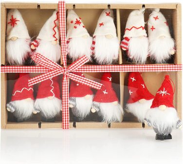 Підвіска Санта-Клауса com-four 9 шт. преміум-класу для різдвяної ялинки, чарівні фігурки на ялинці, підвіска у вигляді підвіски на дереві, різдвяні прикраси (дизайн 56 ліній зірки)