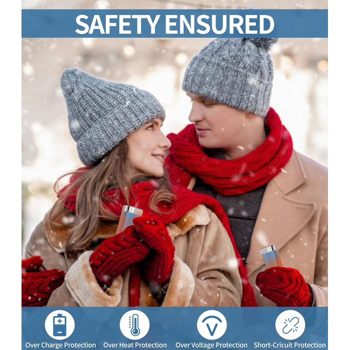 Електричні грілки для рук 5000mAh (2 шт.) - багаторазові, для дітей та дорослих, для активного відпочинку, зимовий подарунок, блакитні