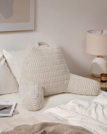 М'яке крісло-лежак Blissful Diary для дорослих та дітей, з memory foam, для ліжка та дивану, з підлокітниками, кишенею та знімним чохлом, кремовий