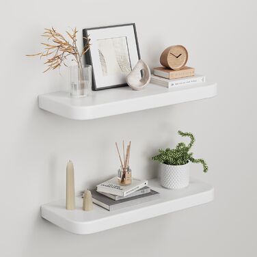 Набір полиць Wandregal 2 шт. з дерева – настінні полиці з прихованим кріпленням, білі, для вітальні, спальні, кухні, для книг та декору