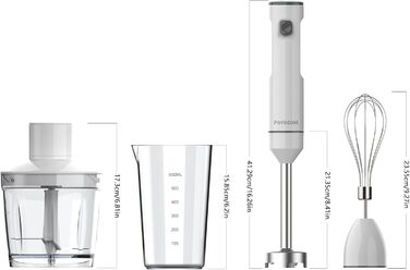 Бездротовий занурювальний блендер з акумулятором, 500 мл, білий
