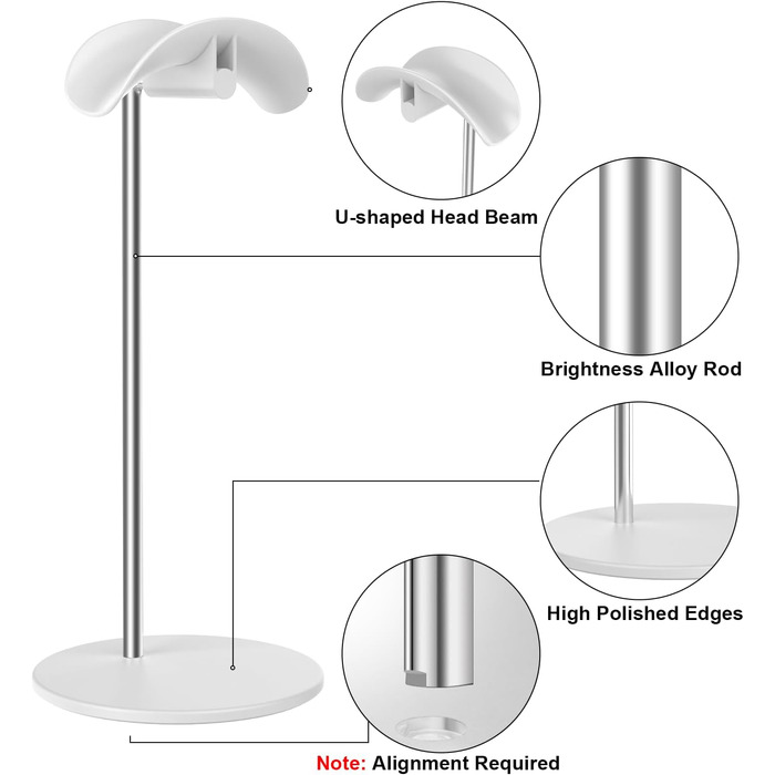 Підставка для навушників біла, столик тримача гарнітури, сумісна з AirPods Max, Sennheiser, Beats, Bose