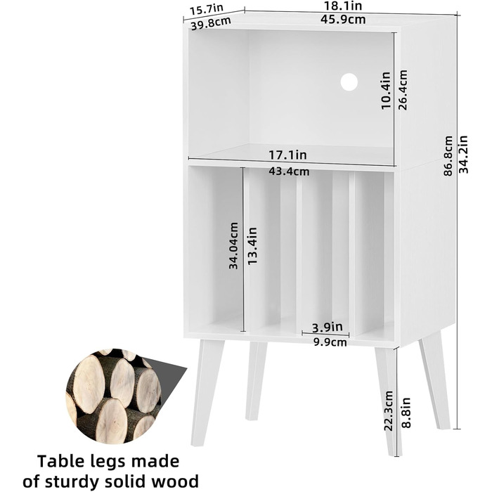 Сумка для вінілових платівок на 160 платівок, органайзер для вінілу, підставка для програвача, білий, Mid-Century дизайн