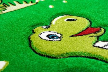 Килим - дитяча мрія, килим з динозаврами, дитяча кімната, килим з вулканом джунглів зеленого кольору, розмір (160 см в окружності)