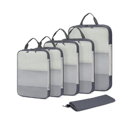 Набір органайзерів для валізи ECOHUB (6 шт), компресійні дорожні сумки-кубики з переробленої сітчастої тканини для рюкзака та ручної поклажі, сірий колір