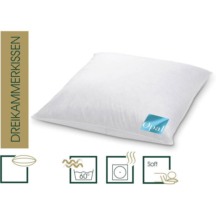 Пухова подушка Opal 40 x 80 см - Allergy Friendly Pillow (Трикамерна подушка, 80x80 см), 925.22.302