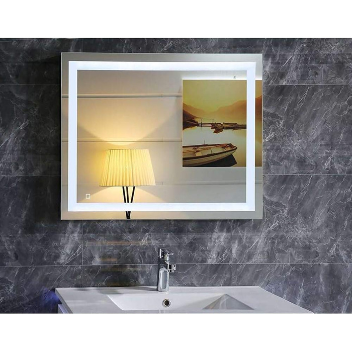 LED дзеркало Badspiegel GS084N з підсвічуванням (80 x 60 см, сенсорний вимикач, холодне біле світло)