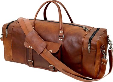 Велика чоловіча шкіряна сумка, 81,3 см, для подорожей, вихідних, подорожей, ночівлі, коричнева сумка для перенесення, 81,28 см