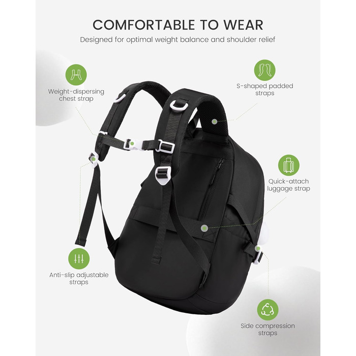 Рюкзак LOVEVOOK для підлітка, шкільний ранець 5 клас, дитячий рюкзак з нагрудною стрічкою, легка жіноча сумка для школи, рюкзак для дітей від 8 років для дитячого садка, школи, університету, відпочинку (Чорний, 15,6 дюймів)