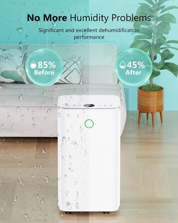 Електричний осушувач повітря 12л/день, тихий осушувач для дому, квартири, підвалу з 3 режимами, таймером 24г, автоматичною відтайкою та енергозбереженням