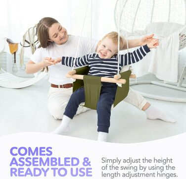 Дитяча гойдалка Cateam з дерева для дому та саду. Безпечна гойдалка для малюків від 12 місяців, різні кольори (зелений).