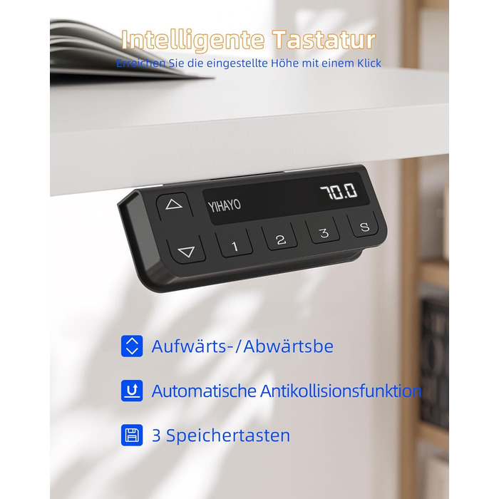 Електричний регульований стіл YIHAYO 140x60 см з пам'яттю, білий, для дому та офісу