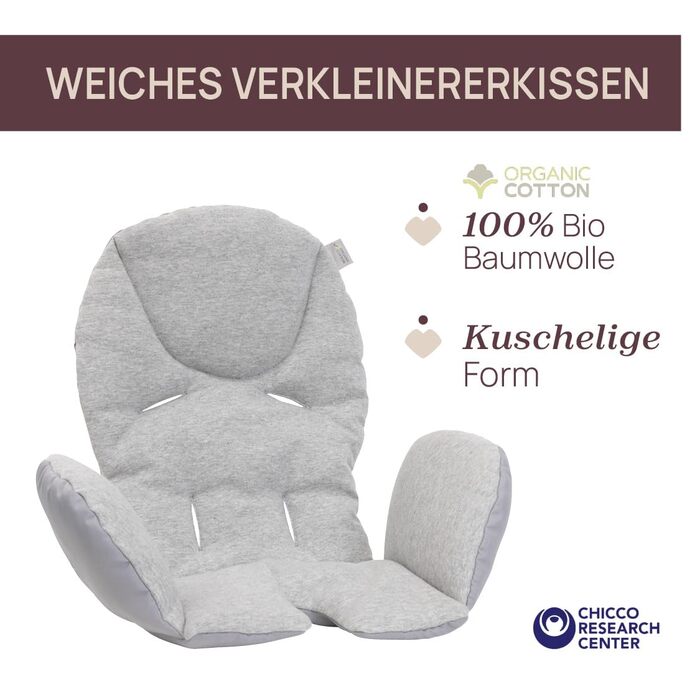 Дитячий стільчик Chicco Polly Armonia 3в1, сірий, до 40 кг, 9 рівнів висоти, регульована підніжка