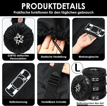 Набір чохлів для коліс 4 шт., захисні чохли для коліс 19-23 дюйми, водонепроникні, з UV-захистом, для зберігання та транспортування, червоні, розмір L (діаметр 81 см)