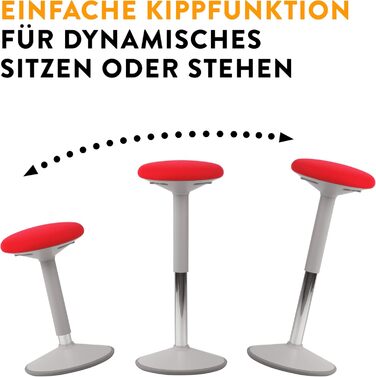 Ергономічний стільчик в стилі бохо, регульований по висоті 56-81 см, Червоний/Сірий