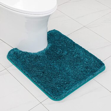 Килимок для ванної MIULEE м'який нековзний килимок для ванної, килимок для ванної, килимок для ліжка, пухнастий килим, килимок для ванної, килимок для душа для ванної та вітальні, спальні, 50x80 см (50x60 см з вирізом для унітазу, Бірюзовий)