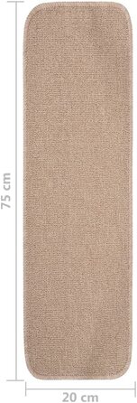 Протиковзні килими для сходів бежевого кольору 75 х 20 см, 15 шт.