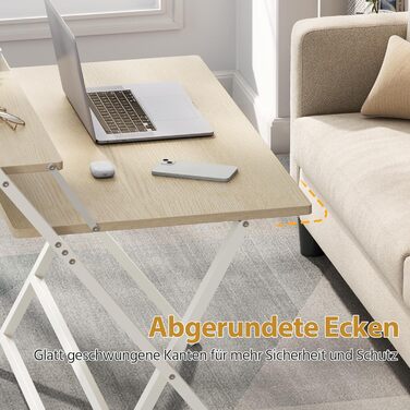 Злагоджений стіл Yaheetech Klappbar, 80 см, комп'ютерний стіл з полицею, двоступінчастий робочий стіл з підставкою для монітора, стіл для ноутбука для домашнього офісу/маленьких кімнат/вітальні, білий/80 см Д × 50 см Ш, білий (світлий колір дерева, 106.5x