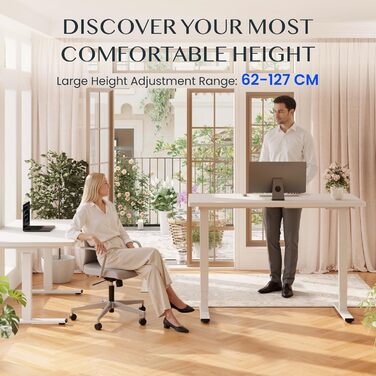 Регульований за висотою стіл FLEXISPOT 160x80 см, білий, електричний, з подвійним мотором, 160 кг, 3-секційний