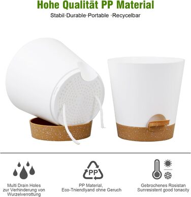 Набір горщиків для квітів 6 шт. з автополивом, чорний (білий+коричневий), 20.3-12.7 см. Ідеально для дому та балкону