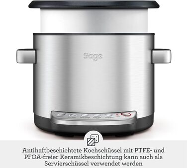 Мультиварка Sage The Risotto Plus: рисоварка, мультикухня, повільна плита, 3.7 л, нержавіюча сталь