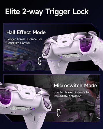 Контролер EasySMX D10 для ПК з підстанцією зарядки, бездротовий контролер з джойстиком TMR та 2-в-1 тригером, 1000Hz polling контролер з RGB підсвічуванням для ПК/Switch/телефону (фіолетовий)