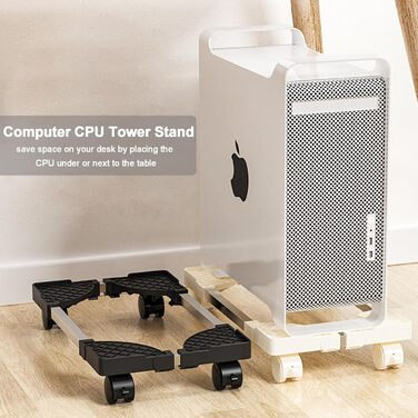 Підставка для комп'ютера під стіл, мобільна, на колесах, чорна