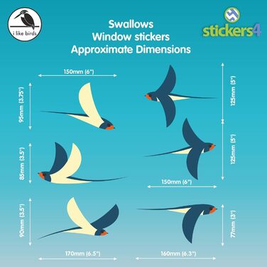 Наклейок на вікна Ластівки для захисту від ударів птахів, 6