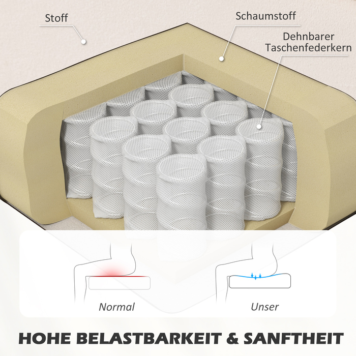 Диван Ретро Стиль, 2-місний, на дерев'яних ніжках, 117 см x 56,5 см x 77 см, Кремово-білий