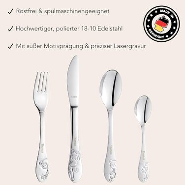 Дитячий набір посуду Kinderbesteck з гравіюванням імені, від 3 років, подарунок на хрещення/день народження, посуд для дітей, фермерський стиль