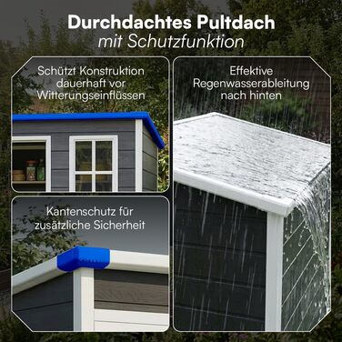 Сарай садовий STEELSØN Novara 192x92x151 см - пластиковий, з вікном, під дерево, дах похилий, темно-сірий, вологостійкий