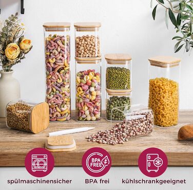 Скляні банки для зберігання кухонних продуктів: 8 шт. по 400 мл та 4 шт. по 920 мл, з кришкою, міцні