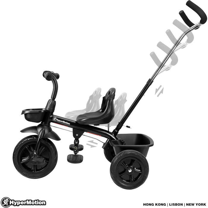 Триколісний велосипед дитячий Tobi Vector з ручкою для батьків, ременями безпеки, зручним сидінням, широкими колесами, чорний