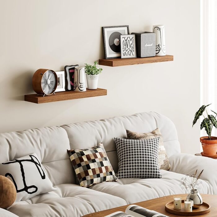 Полиці настінні BAMEOS, комплект з 2 шт, 60 см, дуб американський - для ванної, кухні, вітальні, спальні