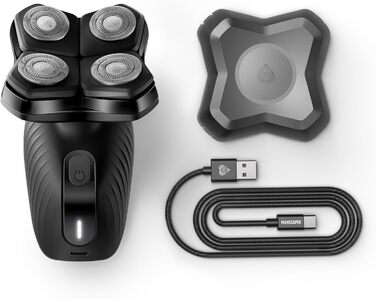Електробритва MANSCAPED The Dome Shaver Plus для голови чоловіча, водонепроникна, 4 подвійні ротаційні леза, SkinSafe та FlexAdjust технології, USB-C зарядка, знімний магнітний блок лез