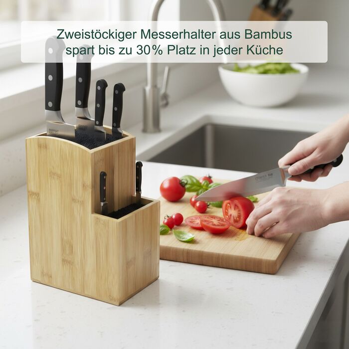 Блок для ножів Relaxdays з бамбука, 2 ящики