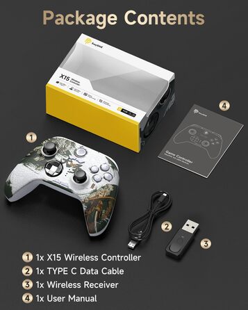 EasySMX X15 Бездротовий геймпад для ПК з RGB підсвіткою, аналоговий джойстик та тригери, Bluetooth для PC/Switch/Android/iOS