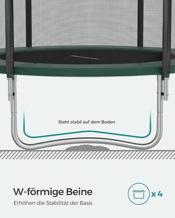 Батут SONGMICS садовий Ø305 см з захисною сіткою, драбиною та м'якими стійками, зелений