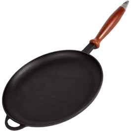 Чавунна сковорода для млинці Syton, деко для млинців, млинниця зі знімною дерев'яною ручкою, для всіх типів плит (Ø 20)