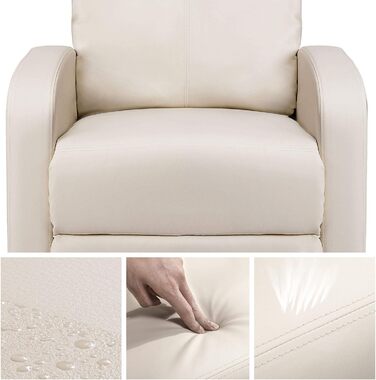 Крісло-релакс Yaheetech з регулюванням спинки, штучна шкіра, бежеве для вітальні, спальні, домашнього кінотеатру