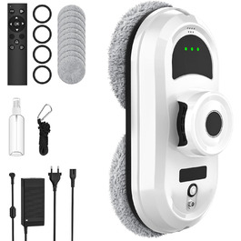 Робот для миття вікон, 5600Pa, з автоматичним розпиленням, 3 режими, інтелектуальна навігація, розпізнавання країв, пульт ДУ, система безпеки та 10 ганчірок для миття