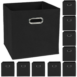 Набір з 10 коробок для зберігання приблизно 30x30x30 см - Складна коробка з ручкою-органайзером Коробка для тканини Складна картонна полична коробка Куб Складна коробка для коробки Коробка для іграшок для дитячої кімнати Коробка для замовлення (чорна)