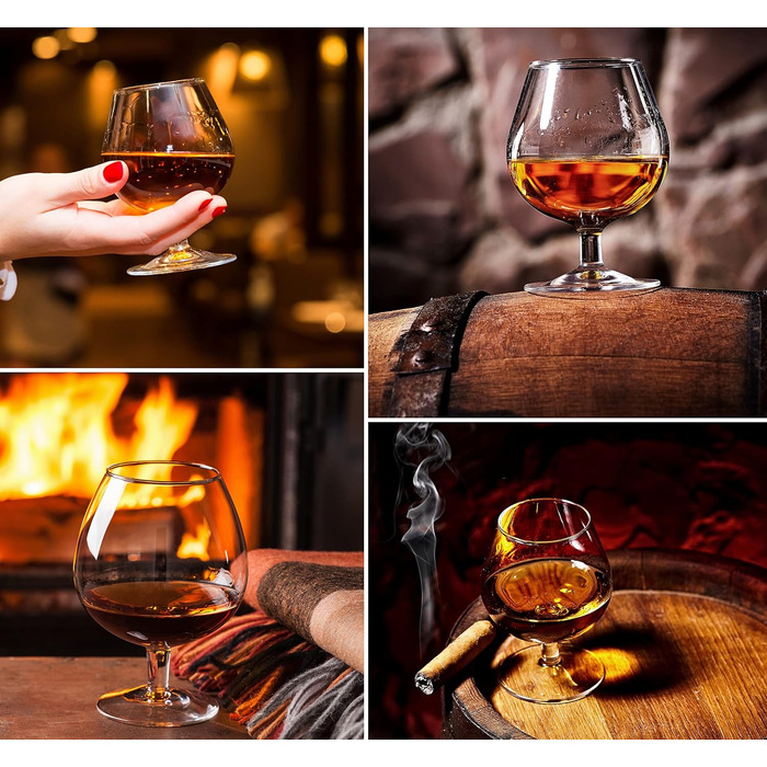 Набір з 4 келихів для коньяку та бренді | 350 мл | Скляний набір для коньяку, бренді, коктейлів | Для дому, ресторанів та вечірок | Можна мити в посудомийній машині