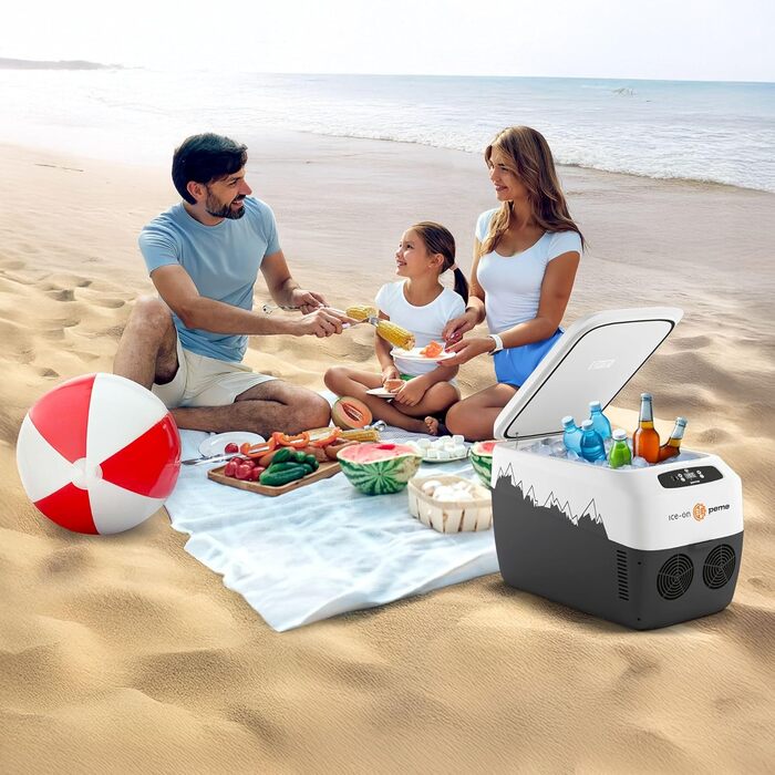 Термоелектричний автохолодильник Peme Ice On 28.3L з LCD дисплеєм, USB, 12/230V – для кемпінгу, подорожей, автомобіля (помаранчевий)