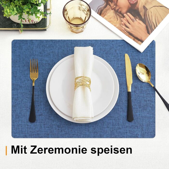 Тканинні серветки на стіл Homaxy, 4 шт., блакитні, миючі, термостійкі, антиковзаючі, двосторонні